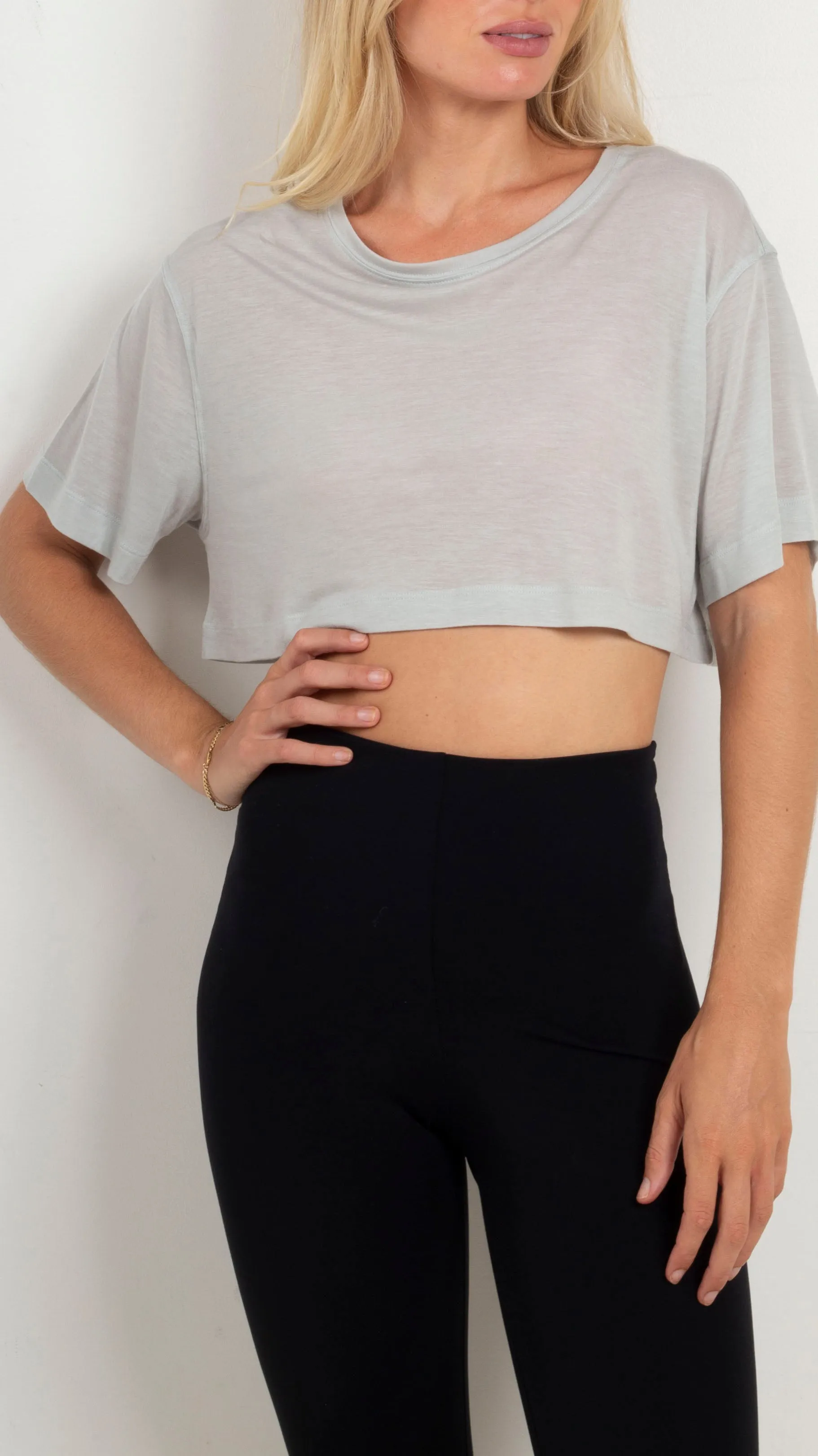 Semi Sheer Flow Crop Tee - Mist