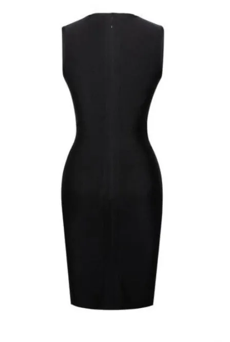 Sexy Black Sheer Midi Bandage Dress