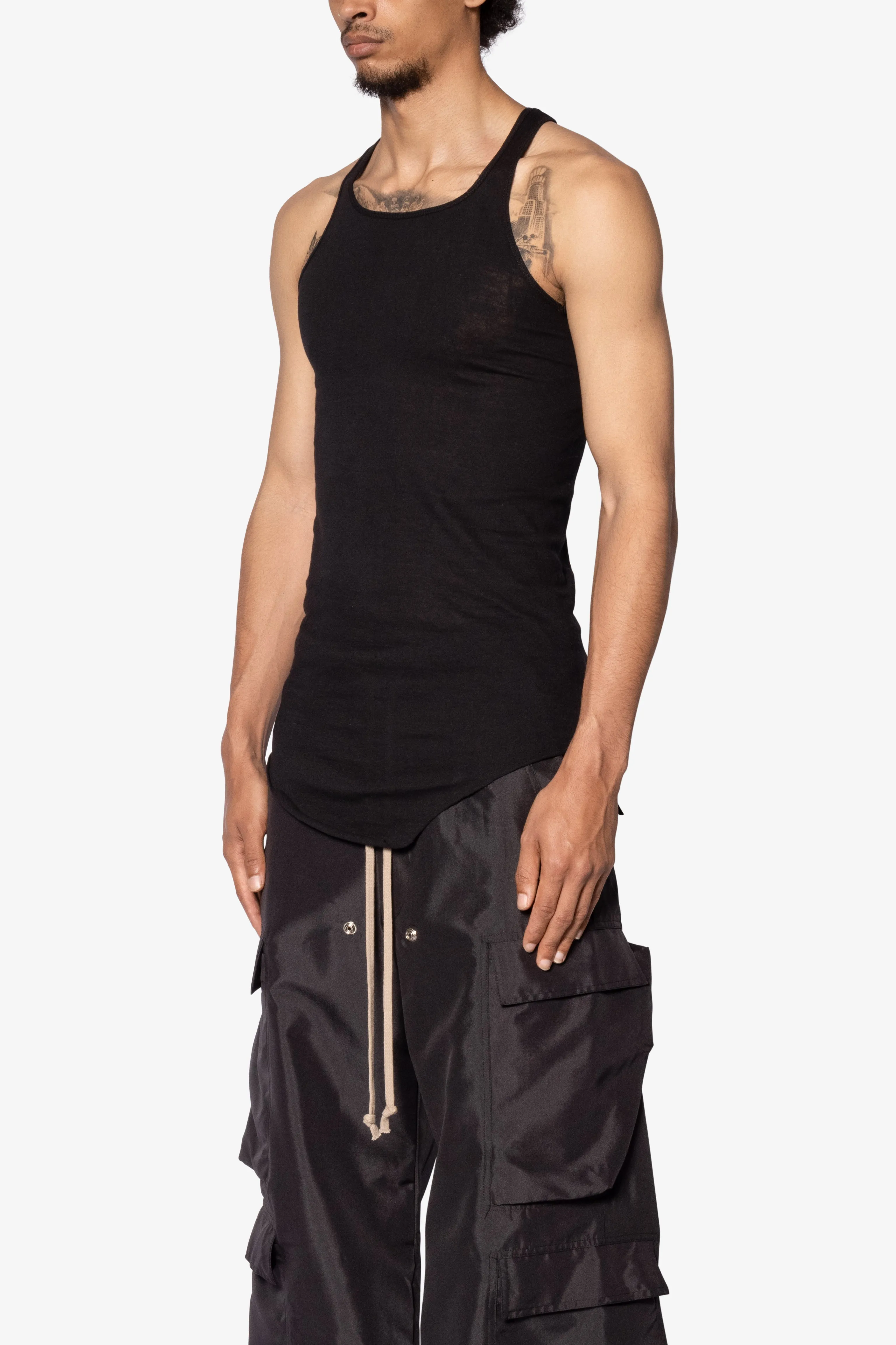 Sheer Knit Racer Tank - Black