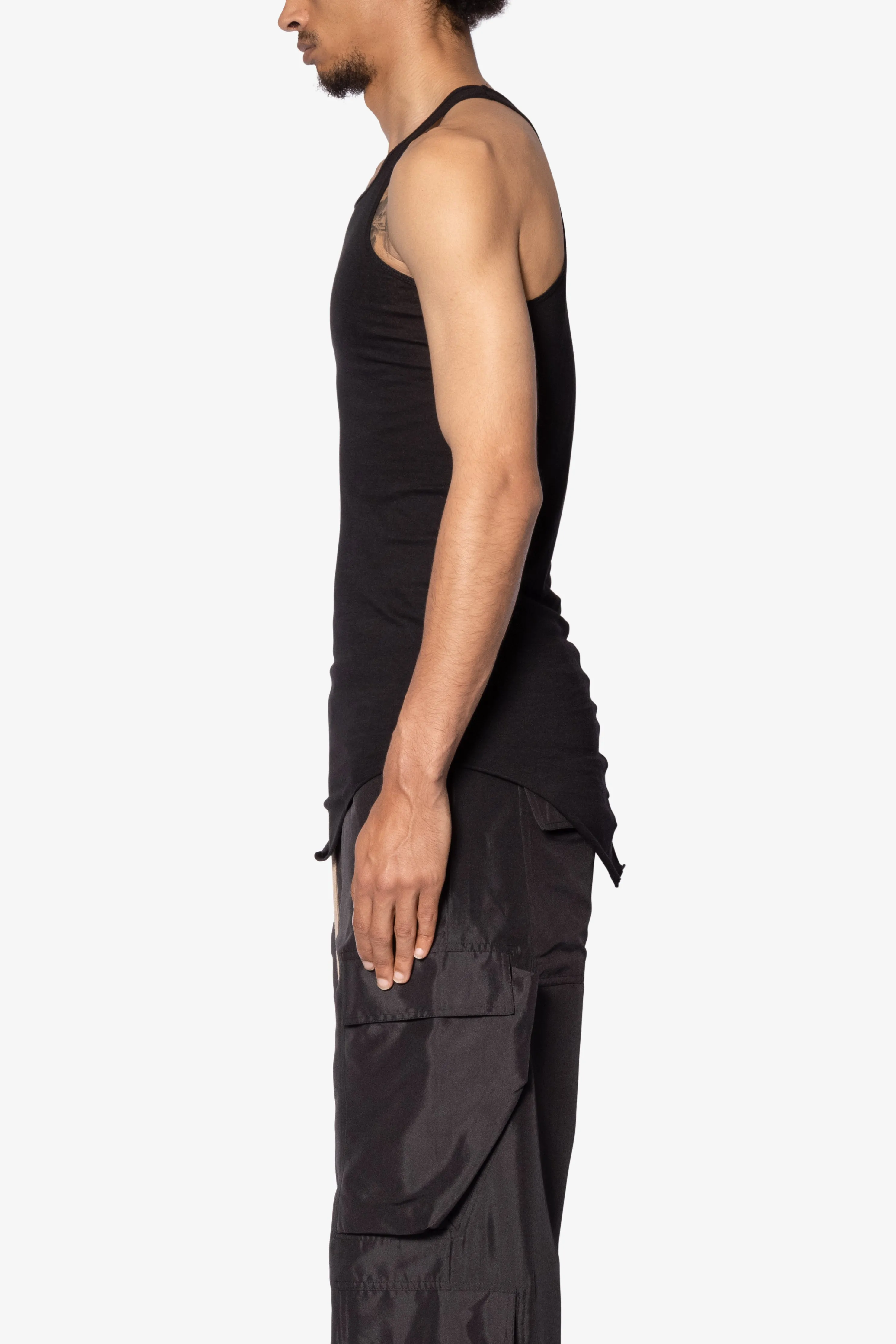 Sheer Knit Racer Tank - Black