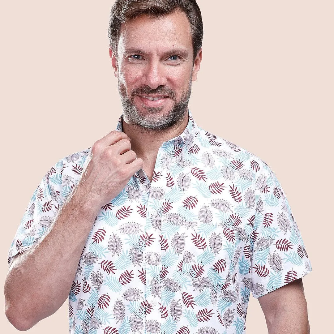 Short Sleeve Patterned Shirt - WINE