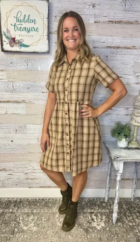 Simply Taupe Plaid Dress