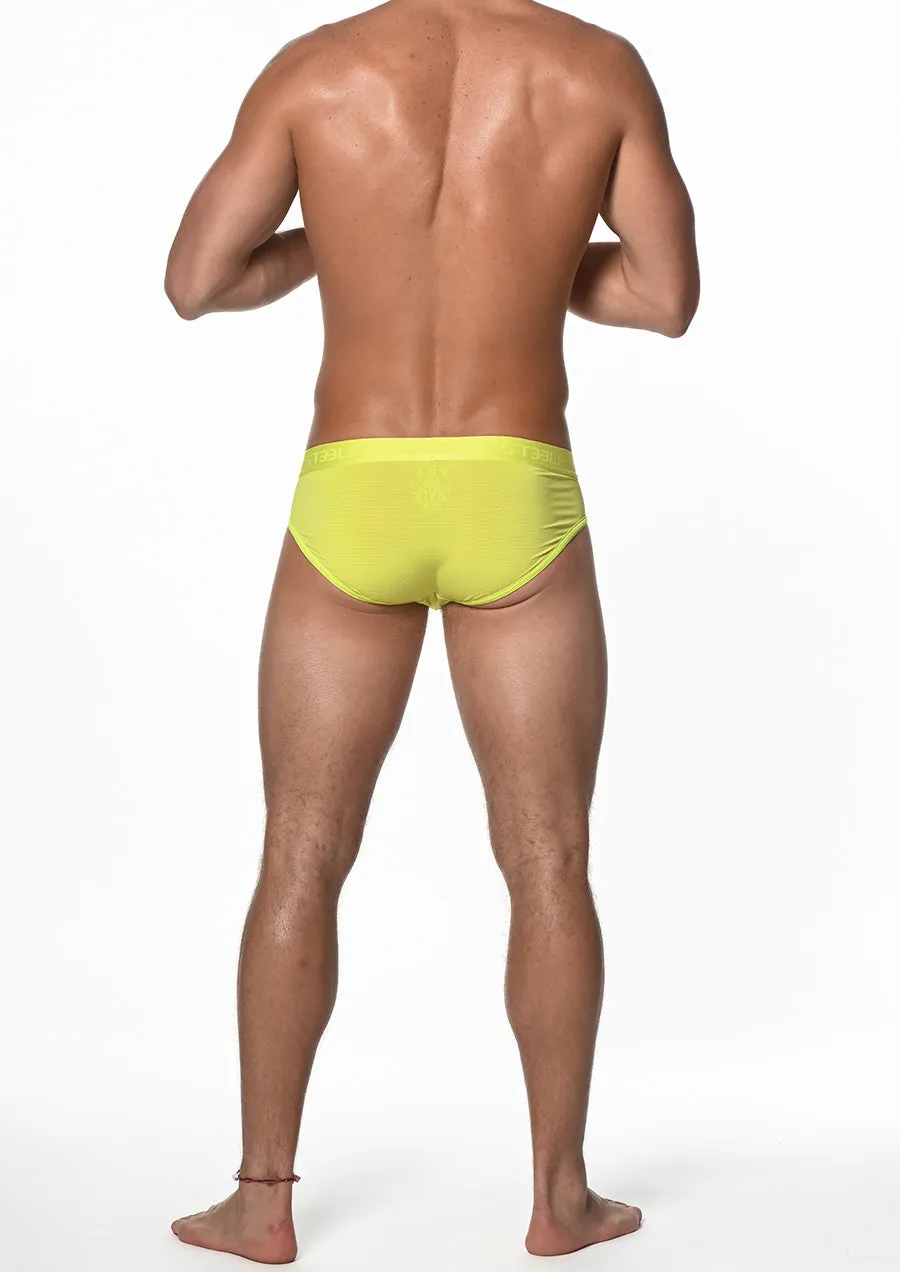 Stripe Sheer Low Rise Brief (Neon Yellow)