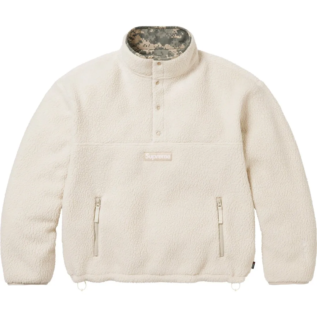 SUPREME POLARTEC SHEARLING REVERSIBLE PULLOVER-NATURAL