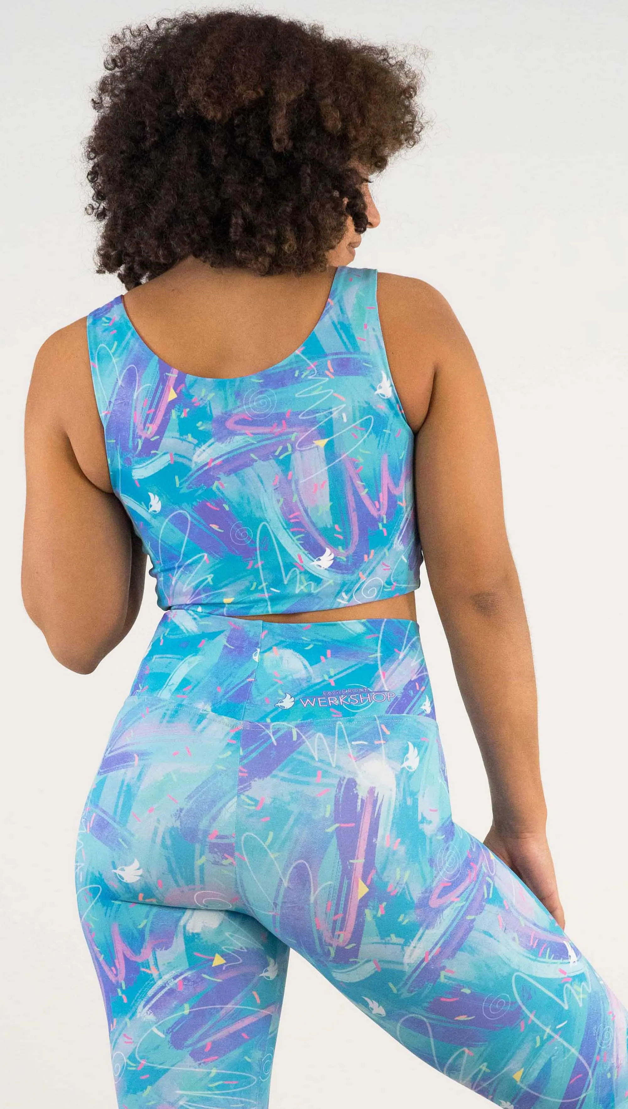 Teal/Salmon Scribbles Top - Reversible