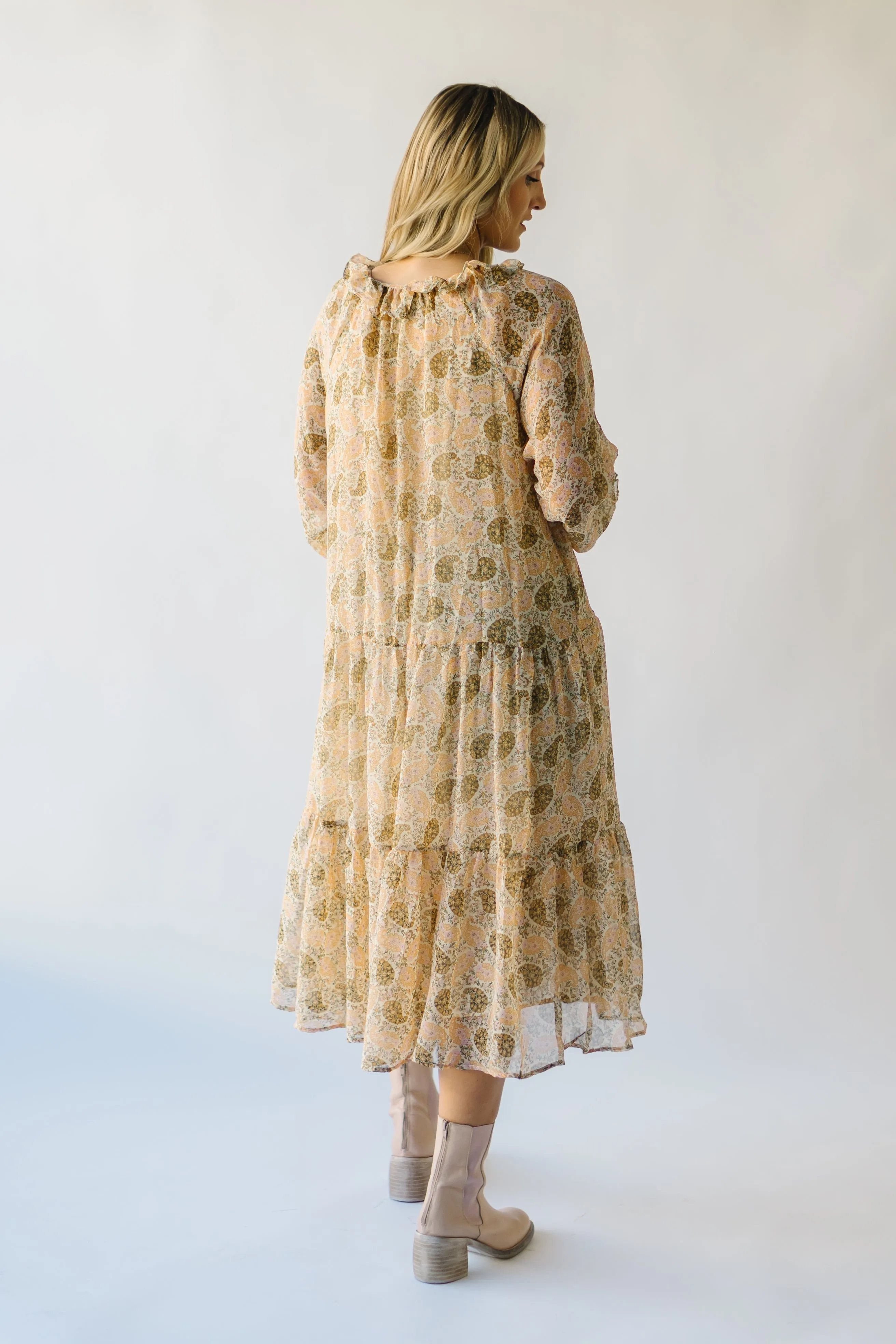 The Irene Paisley Patterned Dress in Ivory