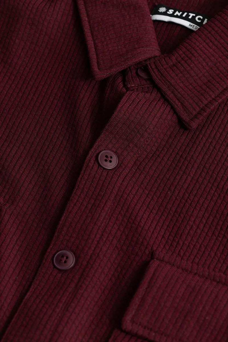 TwinFlap Maroon Oversized Shirt