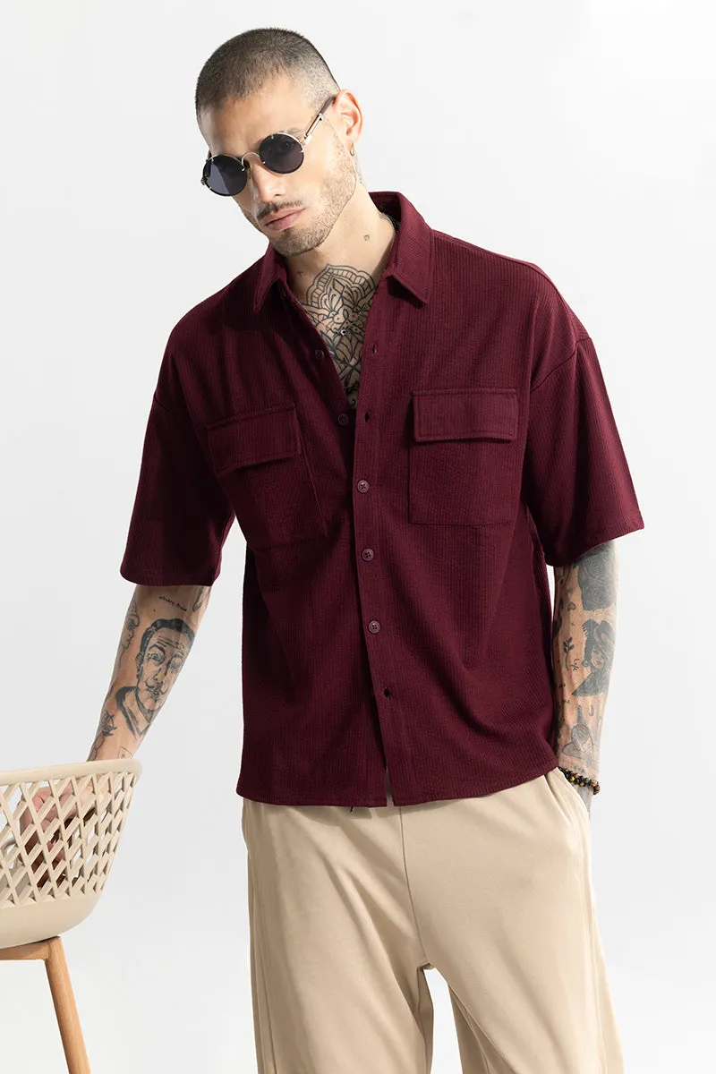 TwinFlap Maroon Oversized Shirt