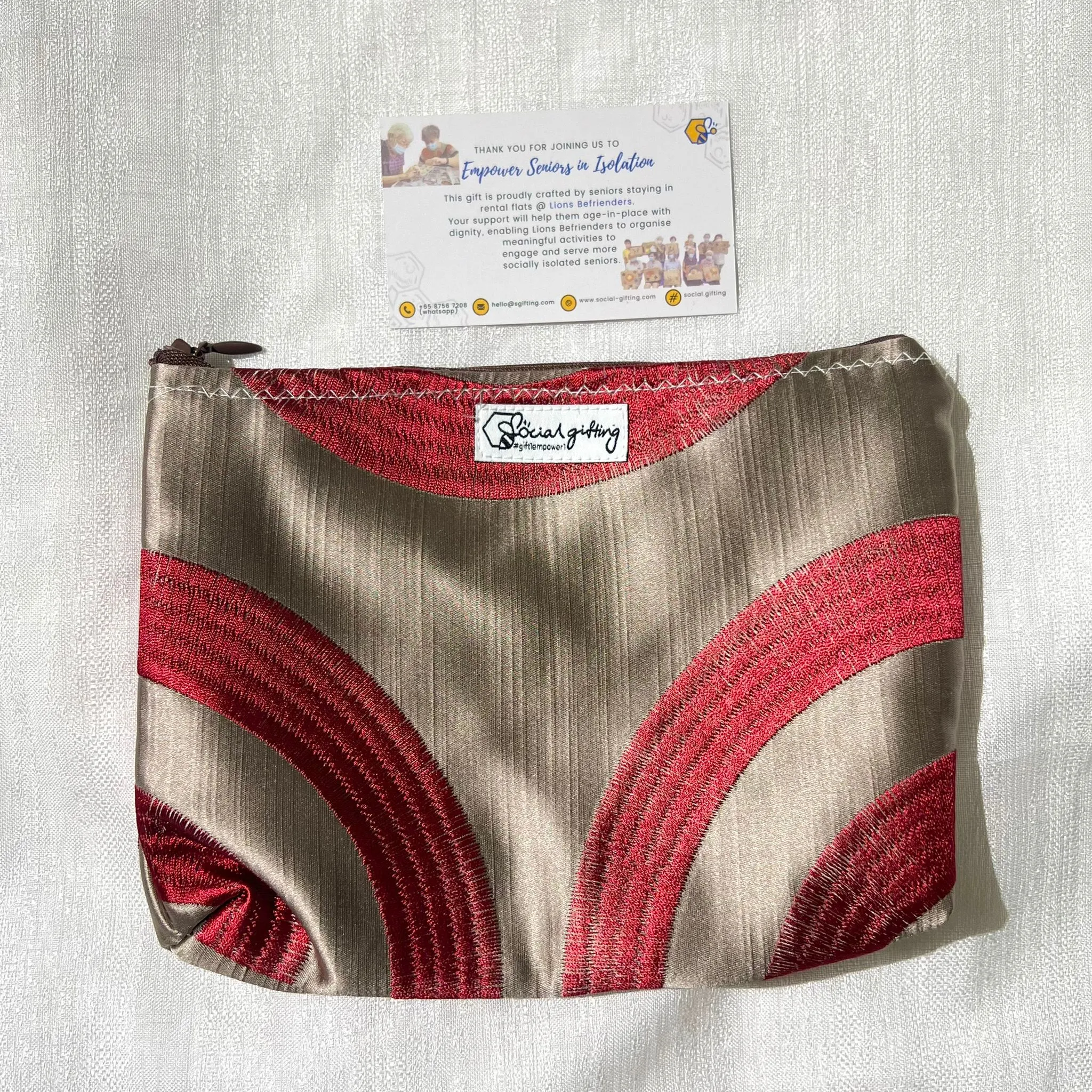 Upcycled Fabric Spiral-Patterned Pouch Set