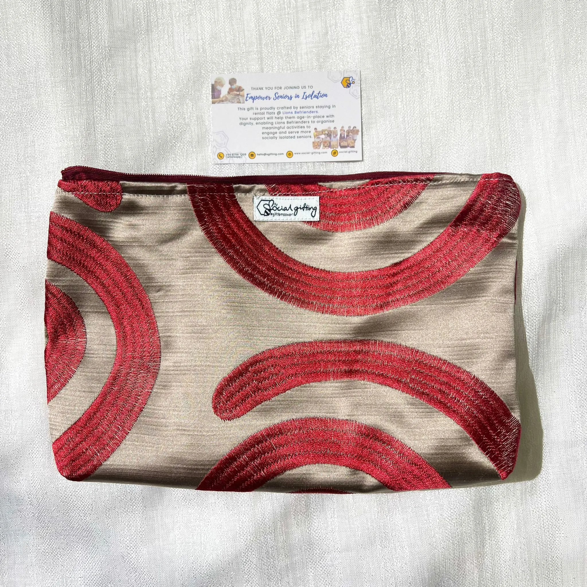 Upcycled Fabric Spiral-Patterned Pouch Set