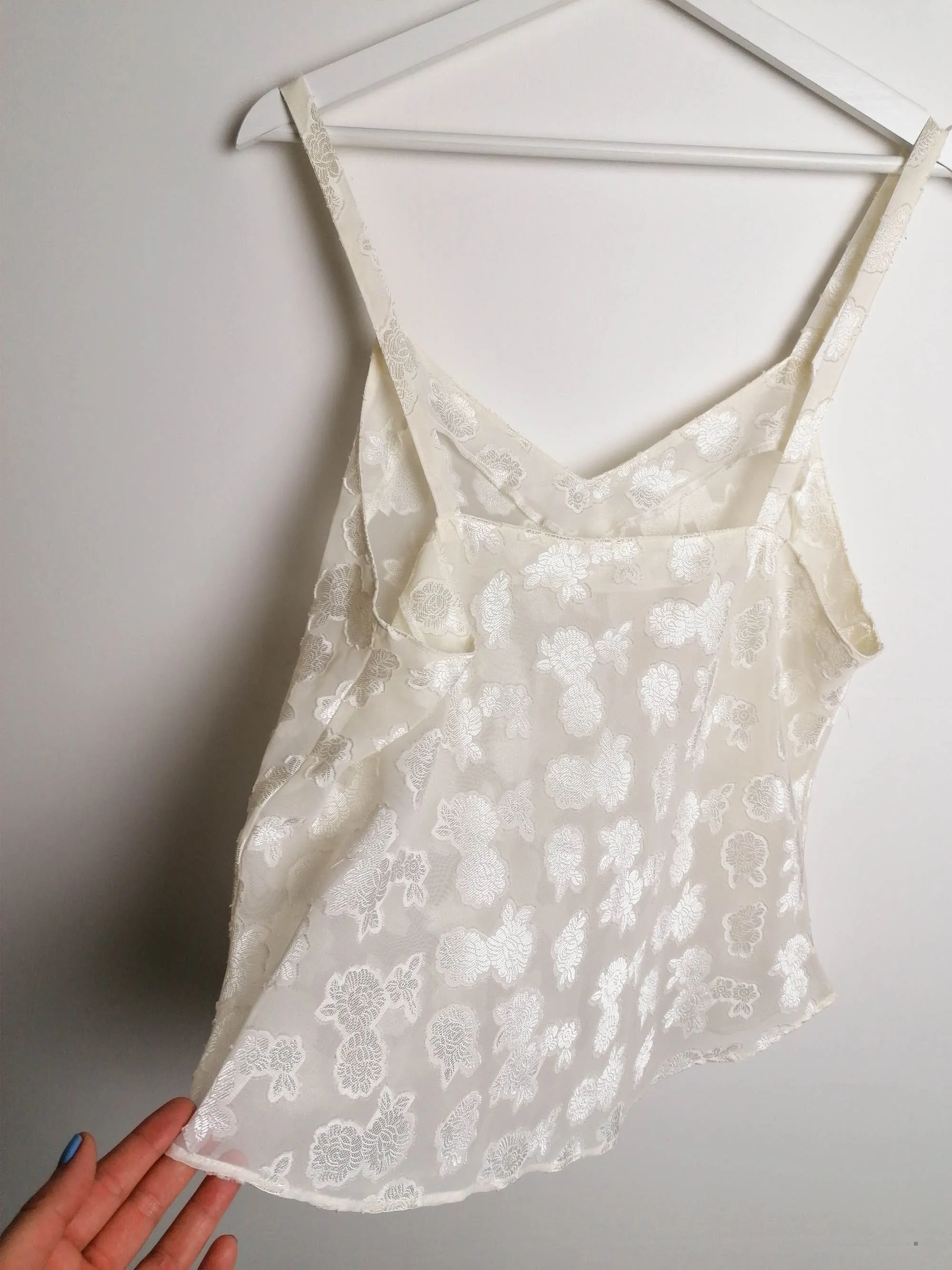 Vintage Butter-white Sheer Cami - size M-L