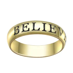 Women's Engraved Believe Plain Ring